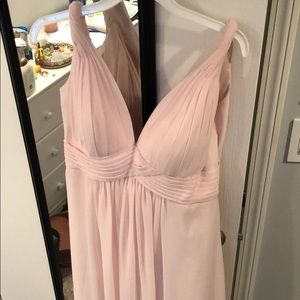 Floor length bridesmaid dress, low back